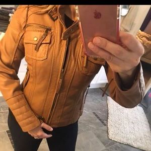 Michael Kors leather fitted jacket size S